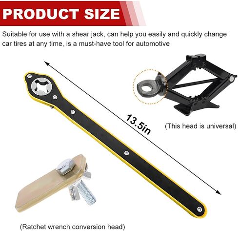 Jack Ratchet Wrench, Car Steel Jack Long Handle Wrench Tool, 360° Rotating Labor-Saving Scissor Jack Wrench with Forward and Reverse Knobs, Universal Car Accessories (With Accessories) in Saudi Arabia