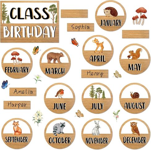 Boho Birthday Chart Bulletin Board Set Animal Theme Calendar Name Tag Classroom Decorations Back to School Paper Cutouts for Teacher Supplies Students Nursery Chalkboard Wall Door Decor in Saudi Arabia