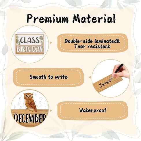 Boho Birthday Chart Bulletin Board Set Animal Theme Calendar Name Tag Classroom Decorations Back to School Paper Cutouts for Teacher Supplies Students Nursery Chalkboard Wall Door Decor in Saudi Arabia