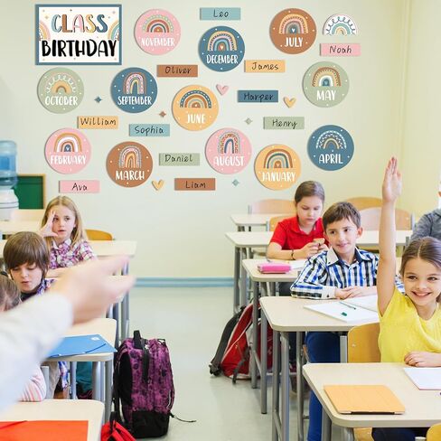 Boho عيد ميلاد مخطط Bulletin Board Set Animal موضوع موضوع التقويم اسم العلامة ديكورات الفصل الدراسي مرة أخرى in Saudi Arabia