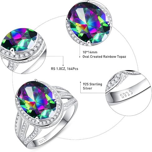 3.6ct 925 Sterling Silver Created Women's Rainbow Topaz|Sapphire|Aquamarine Ring Women Engagement Rings Bezel Setting Marquise Fashion Statement Ring Best Gift for Mother and Grandma Size 5-9 in Kuwait
