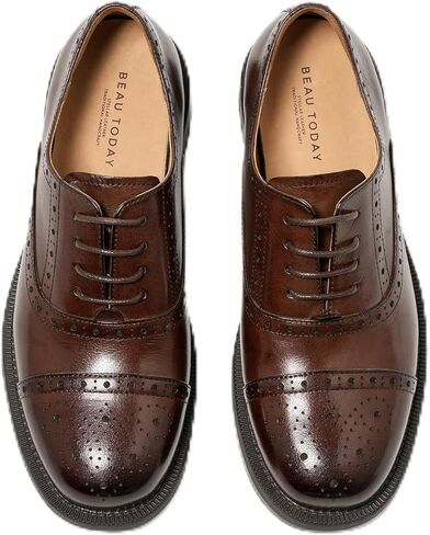 Beau Today Oxfords Women's Oxfords ، Brogues Dress Shoes ، Oxfords Lace-up for Women ، مريح في وضع أخمص القدمين الرسميين غير الرسميين. in Kuwait