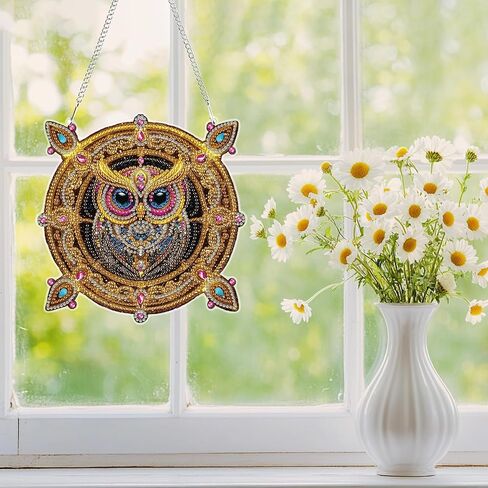 Hanging Diamond Art Kits for Adults Beginners, Chicken Flower Diamond Painting Pendant Kit, DIY Acrylic 5D Special Shaped Crystal Diamond Gem Art Painting Hanging Ornament for Home Wall Decor in Kuwait