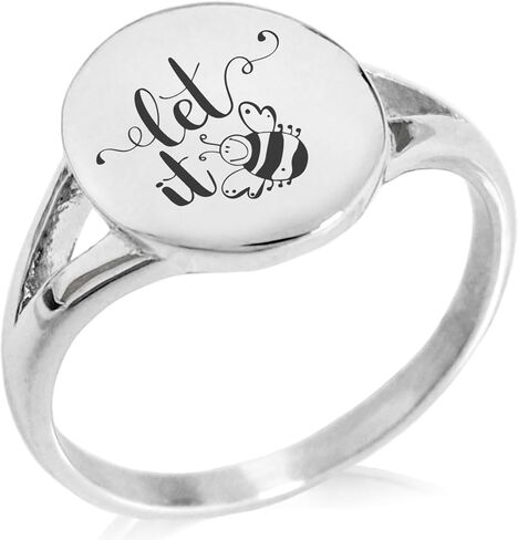 Stainless Steel Let it Bee Minimalist Oval Top Polished Statement Ring in Saudi Arabia