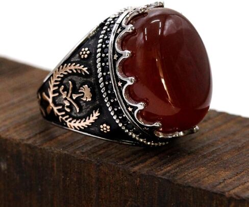 S925 Sterling Silver Men's Ring Silver Black Agate Stone Round Set Cubic Zirconia (CZ) Turkiye Ring خمر خاتم زفاف الخاتم الهدية الحجم 7-12 in Kuwait