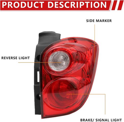 Tail Light Assembly Compatible With 2010 2011 2012 2013 2014 2015 Chevy Equinox Left Driver Side Brake Rear Lamp Taillights Rear Lights in Kuwait