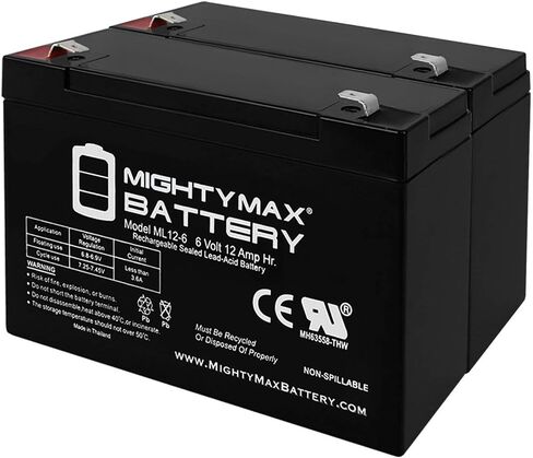 Mighty Max Battery ML12-6 .250TT - 6 فولت 12 AH بطارية SLA - حزمة 2 in Saudi Arabia