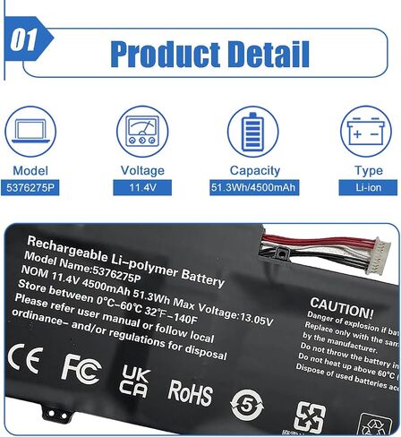 استبدال بطارية الكمبيوتر المحمول Dentsing H-4886280P 4886280P للبوابة GWTN156-11BK GWTN156 Series Notebook U3576127PV-2S1P U3576127PV U3576127 5080270P 7.6V 38Wh 5000mAh in Saudi Arabia