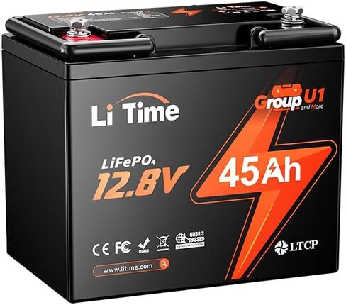 LiTime 12V 45Ah Trolling Motors Lithium Battery, Group U1 LiFePO4 Battery | Low-Temp Protection | 45A BMS | 576Wh Energy | Perfect for Fish finder, Camping, Boats, Solar Panel, UPS, Wheelchair in Saudi Arabia