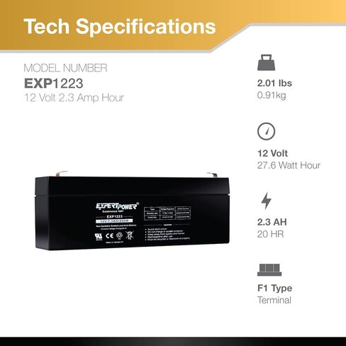 SexentPower® 12 Volt 2.3 AH بطارية قابلة لإعادة الشحن // Exp1223-2 حزمة in Saudi Arabia