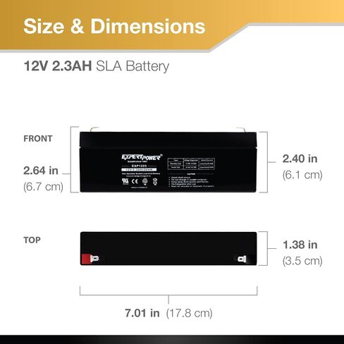 SexentPower® 12 Volt 2.3 AH بطارية قابلة لإعادة الشحن // Exp1223-2 حزمة in Saudi Arabia