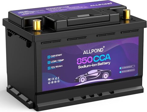 12V 60Ah Car Battery with 850 CCA, Sodium-Ion Starter Battery, IP65 Waterproof, 60% Lighter Than Lead-Acid - Fast Charging 5-6 Hours, All-Temperature Performance in Saudi Arabia