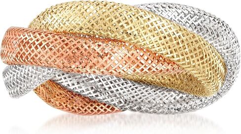 Ross-Simons Italian 14kt Tri-Colored Gold Mesh Ring in Saudi Arabia