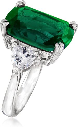 Ross-Simons 12.70 Carat Simulated Emerald and 1.70 ct. t.w. CZ Ring in Sterling Silver in Saudi Arabia