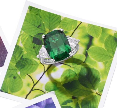 Ross-Simons 12.70 Carat Simulated Emerald and 1.70 ct. t.w. CZ Ring in Sterling Silver in Saudi Arabia