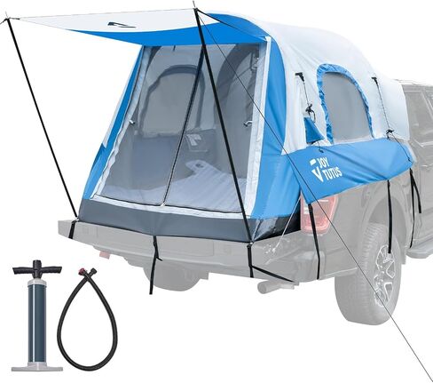 JOYTUTUS Inflatable Truck Bed Tent with Awning, Includes Air Pump for Quick 1 Min Setup, Dual-use Pickup Tent or Camping Tent for 2 Person, 5.5'-6' Truck Tent with Waterproof Roof Shade and 3 Windows in Saudi Arabia