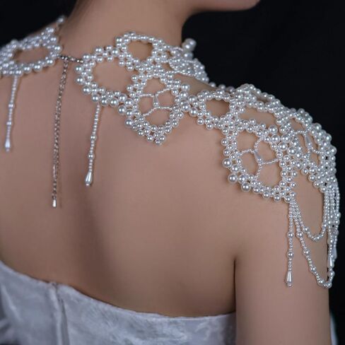 Elegant Women Shawl Multi Layer Beaded Shoulder Chain Tassels Necklace Banquet Dress Bridal Accessories For Event in Kuwait