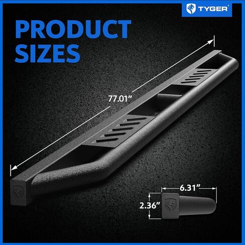 Tyger Auto Trax Side Steps Compatible with 2024-2025 Toyota Tacoma (Fits Hybrid) | Double Cab | TG-TX7T29678 | Textured Black Drop Step Rail Running Board in Kuwait