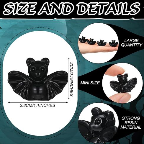 50 Pcs Halloween Miniatures Mini Resin Bats Black Figures Tiny Resin Animals Decor for Halloween Scene Party Favors Bag Fillers Garden Dollhouse Decor in Saudi Arabia