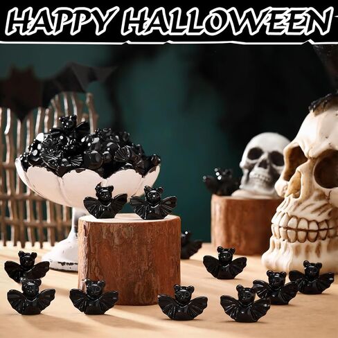 50 Pcs Halloween Miniatures Mini Resin Bats Black Figures Tiny Resin Animals Decor for Halloween Scene Party Favors Bag Fillers Garden Dollhouse Decor in Saudi Arabia