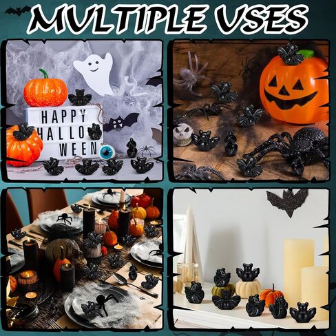 50 Pcs Halloween Miniatures Mini Resin Bats Black Figures Tiny Resin Animals Decor for Halloween Scene Party Favors Bag Fillers Garden Dollhouse Decor in Saudi Arabia