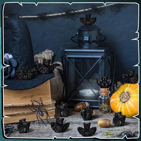 50 Pcs Halloween Miniatures Mini Resin Bats Black Figures Tiny Resin Animals Decor for Halloween Scene Party Favors Bag Fillers Garden Dollhouse Decor in Saudi Arabia