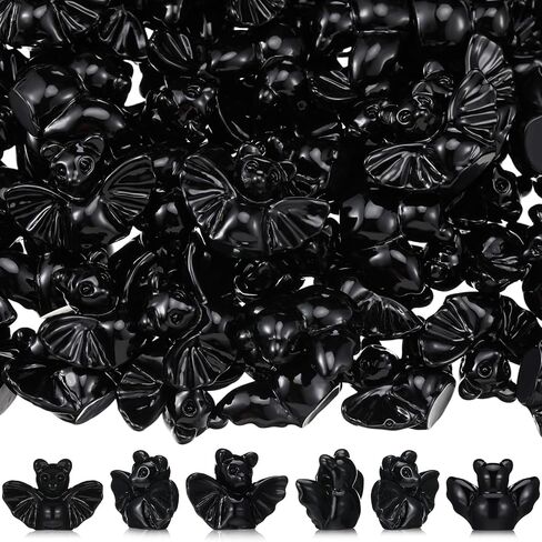 50 Pcs Halloween Miniatures Mini Resin Bats Black Figures Tiny Resin Animals Decor for Halloween Scene Party Favors Bag Fillers Garden Dollhouse Decor in Saudi Arabia