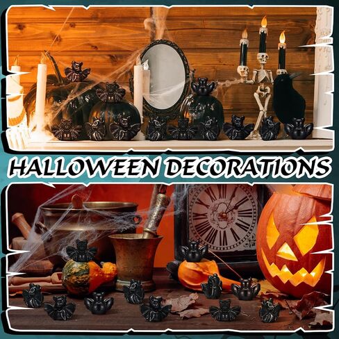 50 Pcs Halloween Miniatures Mini Resin Bats Black Figures Tiny Resin Animals Decor for Halloween Scene Party Favors Bag Fillers Garden Dollhouse Decor in Saudi Arabia
