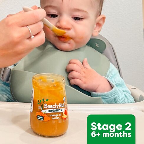 Beech-Nut Organic Fruit & Yogurt Baby Food Jars with Prebiotics, Organic Banana Orange & Yogurt Puree, Stage 2 Baby Food for Babies 6 Months and Up, Non-GMO, 4oz Glass Jars, 10ct in Kuwait