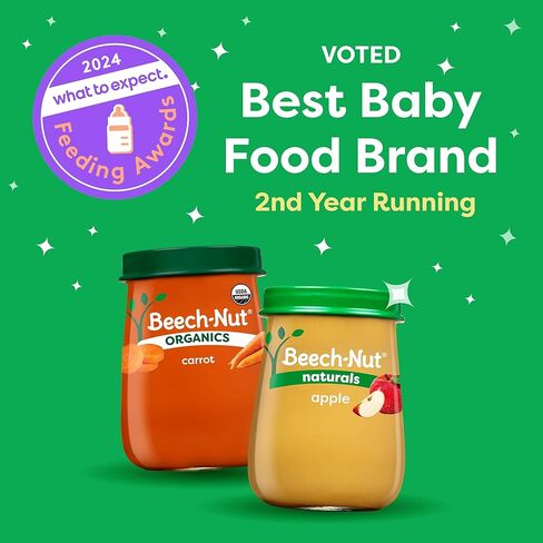 Beech-Nut Organic Fruit & Yogurt Baby Food Jars with Prebiotics, Organic Banana Orange & Yogurt Puree, Stage 2 Baby Food for Babies 6 Months and Up, Non-GMO, 4oz Glass Jars, 10ct in Kuwait