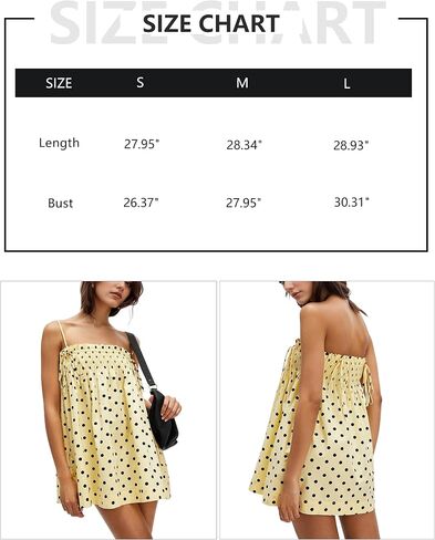 Women Polka Dot Sleeveless Square Neck Backless Spaghetti Strap Smocked Flowy Ruched Sexy Mini Cami Dress in Saudi Arabia