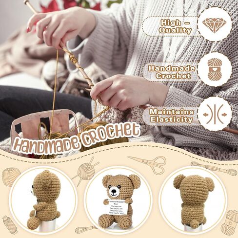 Handmade Crochet Animals Emotional Support Bear with Love Affirmation Card, Heartfelt Long Distance Relationship Gift for Boyfriend, Girlfriend, Wife, Husband, Anxiety Relief Bear Hugs for Couples in Saudi Arabia