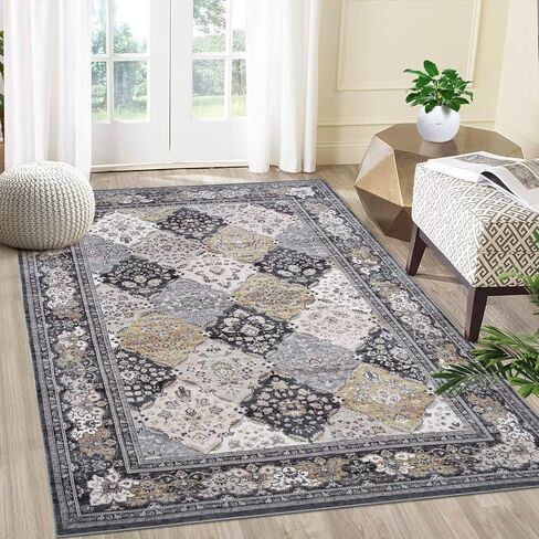 سجادة المدخل من GAOMON Wahable مقاس 2 × 6 سجادة حديثة تجريدية للمطبخ، سجادة قابلة للغسل في الغسالة، سجادة زهرية معاصرة، سجادة ماسية غير قابلة للتساقط، سجادة للمطبخ وغرفة الطعام والغسيل، أزرق/رمادي in Kuwait