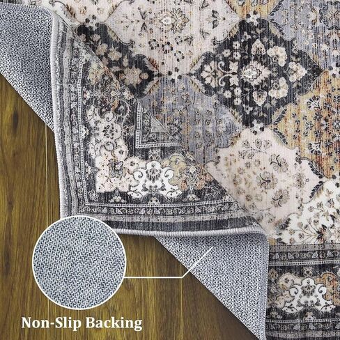 سجادة المدخل من GAOMON Wahable مقاس 2 × 6 سجادة حديثة تجريدية للمطبخ، سجادة قابلة للغسل في الغسالة، سجادة زهرية معاصرة، سجادة ماسية غير قابلة للتساقط، سجادة للمطبخ وغرفة الطعام والغسيل، أزرق/رمادي in Kuwait