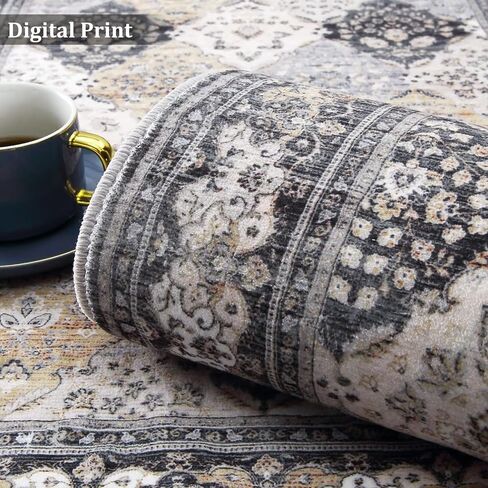 سجادة المدخل من GAOMON Wahable مقاس 2 × 6 سجادة حديثة تجريدية للمطبخ، سجادة قابلة للغسل في الغسالة، سجادة زهرية معاصرة، سجادة ماسية غير قابلة للتساقط، سجادة للمطبخ وغرفة الطعام والغسيل، أزرق/رمادي in Kuwait