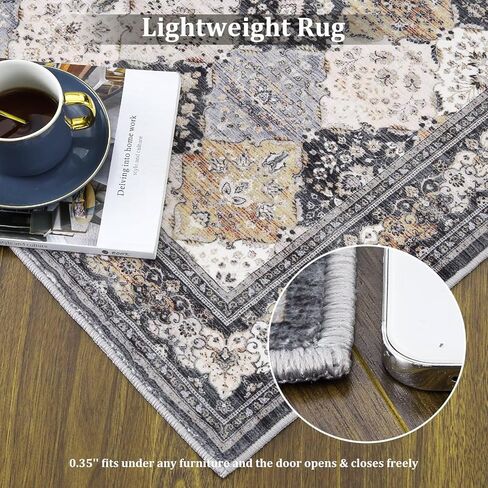 سجادة المدخل من GAOMON Wahable مقاس 2 × 6 سجادة حديثة تجريدية للمطبخ، سجادة قابلة للغسل في الغسالة، سجادة زهرية معاصرة، سجادة ماسية غير قابلة للتساقط، سجادة للمطبخ وغرفة الطعام والغسيل، أزرق/رمادي in Kuwait