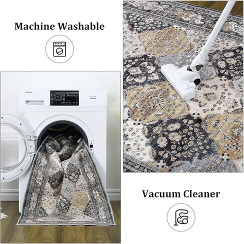 سجادة المدخل من GAOMON Wahable مقاس 2 × 6 سجادة حديثة تجريدية للمطبخ، سجادة قابلة للغسل في الغسالة، سجادة زهرية معاصرة، سجادة ماسية غير قابلة للتساقط، سجادة للمطبخ وغرفة الطعام والغسيل، أزرق/رمادي in Kuwait