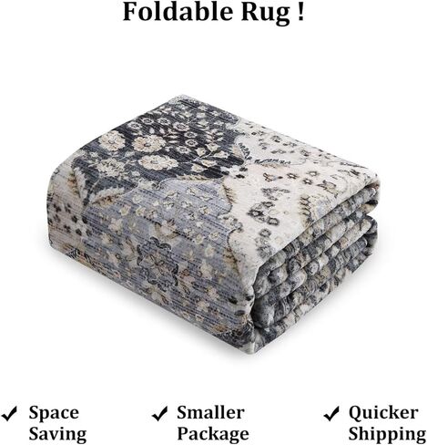 سجادة المدخل من GAOMON Wahable مقاس 2 × 6 سجادة حديثة تجريدية للمطبخ، سجادة قابلة للغسل في الغسالة، سجادة زهرية معاصرة، سجادة ماسية غير قابلة للتساقط، سجادة للمطبخ وغرفة الطعام والغسيل، أزرق/رمادي in Kuwait