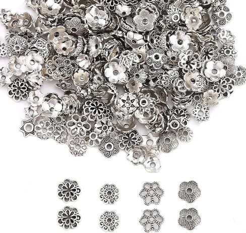 Silver Spacer Beads Metal Alloy Loose Spacer Beads Bulk Random Styles Metal Bead Tibetan Antique Silver Metal Bead for Bracelets Necklace Earring Jewelry Making(Mix) in Kuwait