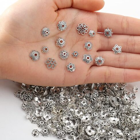 Silver Spacer Beads Metal Alloy Loose Spacer Beads Bulk Random Styles Metal Bead Tibetan Antique Silver Metal Bead for Bracelets Necklace Earring Jewelry Making(Mix) in Kuwait