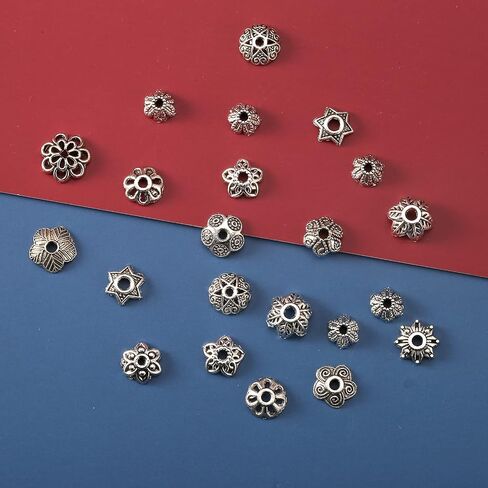 Silver Spacer Beads Metal Alloy Loose Spacer Beads Bulk Random Styles Metal Bead Tibetan Antique Silver Metal Bead for Bracelets Necklace Earring Jewelry Making(Mix) in Kuwait