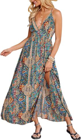 Cupshe Womens Summer Maxi Dress 2025 Sundresses Long Sundresses Strap Flowy Boho Beach Vacet in Kuwait