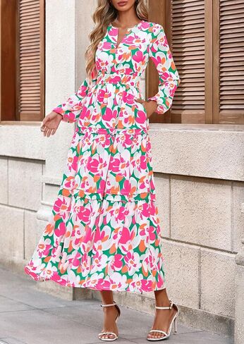 Prettygarden للسيدات 2025 فول بوهو ماكسي فساتين الأزهار طويلة الأكمام الخامسة in Kuwait