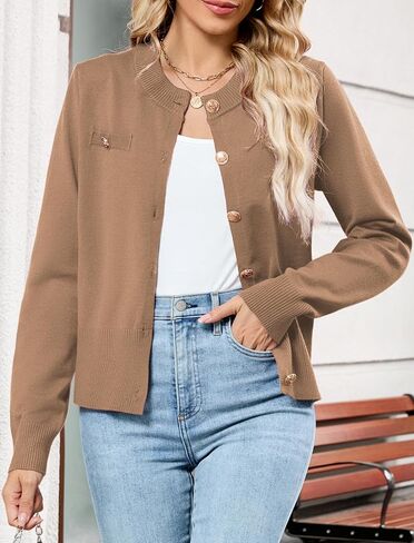 ZAFUL Knit Cardigan Sweaters for Women Trendy Lightweight Fall Open Front Long Sleeve Button Up Cardigan Outerwear 2025 in Saudi Arabia