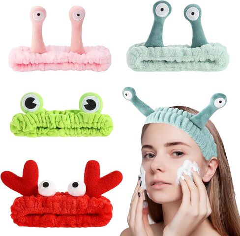 4pcs على الوجه غسل عصابة لطيف ، عصابة سبا ناعمة لغسل الوجه ، مرنة المرن مرنة السلطعون السلطعون فرقة الرأس ، وعصابات الكرتون مكياج ملحقات الشعر الإبداعية للسبا ، والعناية بالبشرة ، والمكياج in Saudi Arabia