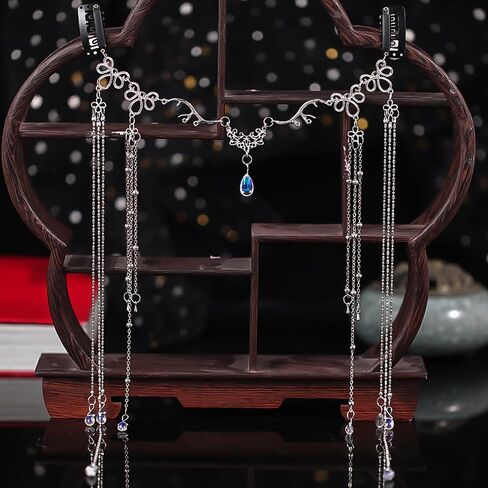Vintage Tassel Head Chain, Crystal Teardrop Forehead Jewelry, Decorative Hair Accessory for Hanfu Style,Bridal Headdress (Head Chain-E) in Kuwait