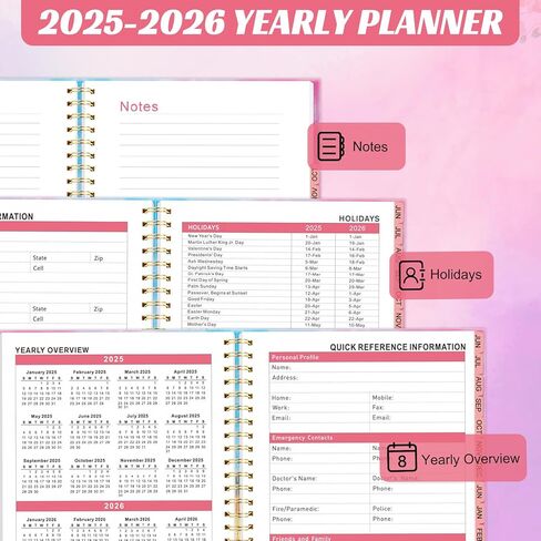 2025 Planner for Women - Weekly and Monthly Planner 2025-2026, June 2025 - Aug 2026, Daily Academic Calendar Planner Book, with Inner Pocket Gift Box, Perfect for Office Home School- A5 (6.1" x 8.3") in Kuwait