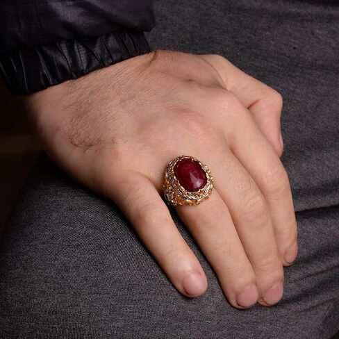 Real Natural Ruby Gemstone Ring, 16.65 Carat, Birthstone Ring For Men, Genuine Gemstone Ring, Sterling Silver Ring in Kuwait