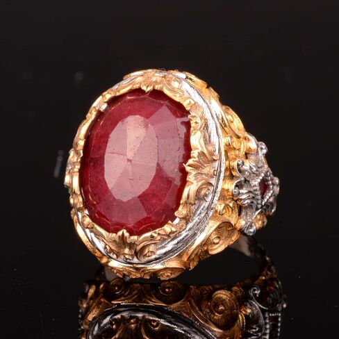 Real Natural Ruby Gemstone Ring, 16.65 Carat, Birthstone Ring For Men, Genuine Gemstone Ring, Sterling Silver Ring in Kuwait