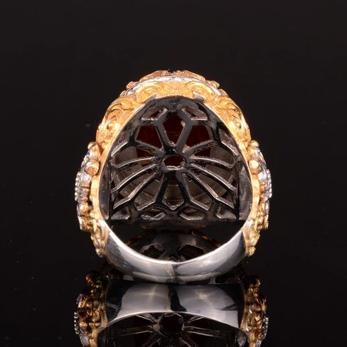 Real Natural Ruby Gemstone Ring, 16.65 Carat, Birthstone Ring For Men, Genuine Gemstone Ring, Sterling Silver Ring in Kuwait